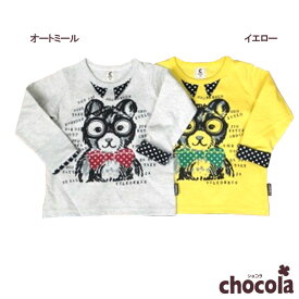 ●均一セール●ショコラ（chocola）　切替え　チェック　袖　リボン　長袖Tシャツ（90・100・110・120・130)　アウトレット