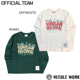 ●40%OFFセール●ニードルワーク（NEEDL WORK）OFFICIAL TEAM　DINOSAUR　FESTIVAL　恐竜長袖Tシャツ(150・S・M・L）　アウトレット