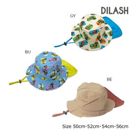 【50％OFF】ディラッシュ　DILASH　日除け付き 総柄ハット　（50cm・52cm・54cm・56cm）