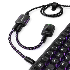 ATTACK SHARK C07PRO 2-in-1 USB-C �J�X�^���P�[�u�� CNC 6063�A���~���� �q��R�l�N�^�[�t�� �Q�[�~���O�L�[�{�[�h �}�E�X�p RGB�o�b�N���C�g�Ή� 8000Hz�|�[�����O���[�g�Ή� USB3.0 �����f�[�^�]�� ���E