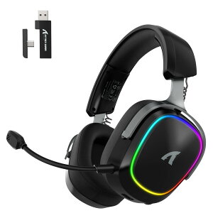 ATTACK SHARK G800 ���C�����X�Q�[�~���O�w�b�h�Z�b�g 7.1 �T���E���h�T�E���h �O�͐ڑ� (Bluetooth/2.4G / �L��) ��x�� 20mS AI �m�C�Y�L�����Z�����O�}�C�N RGB ���C�g 1000mAh ��?�q �A���~�t���[�� �y�Z
