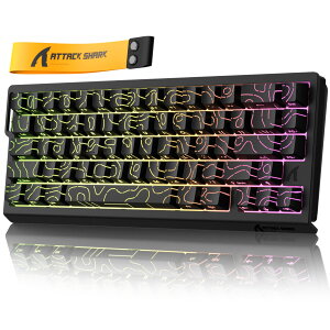 ATTACK SHARK X68HE �Q�[�~���O�L�[�{�[�h���C�� ���s�b�h�g���K�[�Ή� �L�� 8000Hz �|�[�����O���[�g RT0.01mm��x��0.125ms 0.1�`3.4mm�A�N�`���G�[�V�������� RGB 68�L�[ ���C�X�C�b�` �_�u��PBT�L�[�L��
