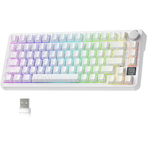 ATTACK SHARK X85Pro �Q�[�~���O���J�j�J���L�[�{�[�h �u���[�x���[�X�C�b�` �K�X�P�b�g�}�E���g ���j�A PBT�L�[�L���b�vOEM�J�X�^�}�C�Y ���C�����X ���� 3�ڑ����[�h 2.4G/Bluetooth/USB-C TFT�X�N���[