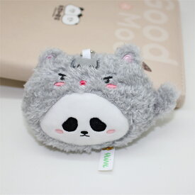 パンダ ぬいぐるみ チャーム キーホルダー ヘッドキャップをかぶって かわいい panda どうぶつ ギフト プレゼント ストライプ 小学生 中学生 高校生 友達 バッグ チャーム キーリング バッグチャーム 人気 アニマル お揃いキーホルダー