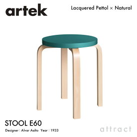 アルテック Artek STOOL E60 スツール E60 4本脚 バーチ材 スタッキング可能 デザイン：Alvar Aalto カラー：座面 ペトロール 脚部 クリアラッカー仕上げ フィンランド 北欧