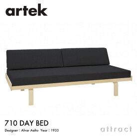 アルテック Artek デイベッド DAY BED 710 フレーム ＋ マットレス ＋ バッククッション カバー フルセット ファブリック：F80 （Linho / リンホ） by Vitra バーチ ナチュラルラッカー デザイン：Alvar Aalto