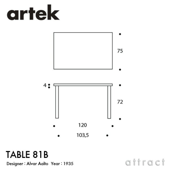 楽天市場】アルテック Artek TABLE 81B テーブル 81B サイズ：120×75cm 
