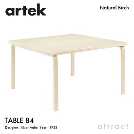 アルテック Artek TABLE 84 テーブル 84 サイズ：120×120cm 厚み 4cm バーチ材 正方形 デザイン：Alvar Aalto 天板 バーチ 脚部 クリアラッカー仕上げ ダイニング デスク フィンランド 北欧