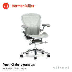 ハーマンミラー Herman Miller アーロンチェア リマスタード Aeron Chair Bサイズ ミディアム ミネラル ポスチャーフィット ポリッシュ アームレザー フル装備 （堅床・カーペット用ブレーキングキャスター） デザイン：Bill Stumpf & Don Chadwick