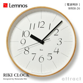 レムノス Lemnos タカタ Riki Clock リキ クロック Lサイズ 細字 WR-0826L （電波時計） 壁掛け時計 ウォールクロック デザイン：渡辺 力 Φ354mm ステップムーブメント インテリア デザイン 雑貨 【RCP】【smtb-KD】