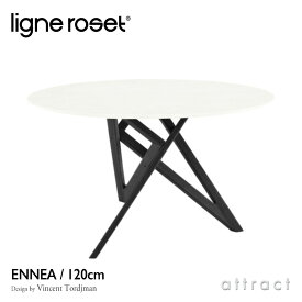 【6月1日より値上げ】 リーンロゼ ligne roset RosetEnnea ロゼエンネア Ennea ダイニングテーブル デザイン：Vincent Tordjman サイズ：Φ120cm MDF ホワイト天板 鏡面 光沢 エナメル塗装仕上げ ベース：ブラック オーク塗装