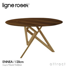 【6月1日より値上げ】 リーンロゼ ligne roset RosetEnnea ロゼエンネア Ennea ダイニングテーブル デザイン：Vincent Tordjman サイズ：Φ120cm ウォルナット 無垢材 天板 ウレタン塗装仕上げ ベース：ナチュラル オーク塗装