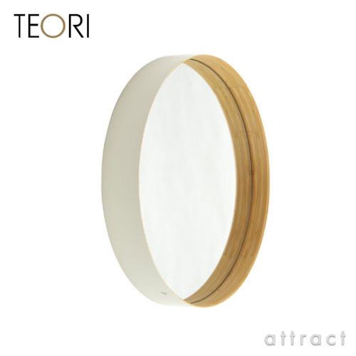 テオリ TEORI <br>ZERO ゼロ ミラー 鏡 Mサイズ <br>カラー：乳白色 ホワイト 丸形ミラー 丸型ミラー 壁掛けミラー <br>デザイナー：加藤 弘之 丸形 丸型 円型 インテリア 日本 竹製 