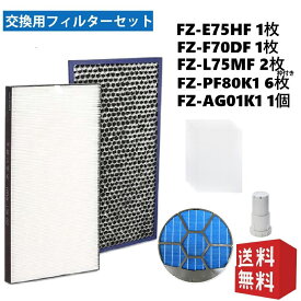 シャープ空気清浄機用 脱臭フィルター FZ-F70DF 集じんフィルター FZ-E75HF 使い捨てプレフィルター FZ-PF80F1（6枚入りセット）加湿フィルター FZ-L75MF（2枚1組）枠付き Ag+イオンカートリッジ FZ-AG01K1 1点 送料無料 型名 fz-e75hf f70df-l75mf-80k1-ag