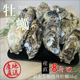 訳あり規格外（サイズ混合）牡蠣8kg/北海道/知内町/生牡蠣/殻付き/生食/旨い牡蠣