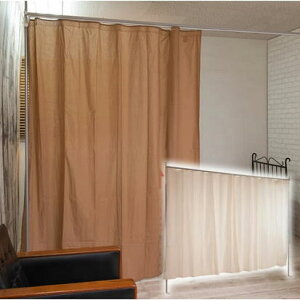 突っ張り間仕切り伸縮カーテン カーテン 目隠し 間仕切り ポール 高さ調整 伸縮 ホワイト ブラウン 日本製【P10】