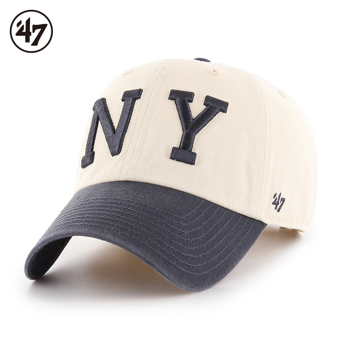 47brand フォーティーセブンブランド ニューヨークヤンキース クーパーズタウン NY キャップ 旧ロゴ ツートーン / New York  Yankees Cooperstown '47 CLEAN UP TWO TONE NATURAL | HEART LAND