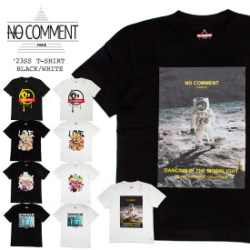 ['23春夏新作]ノーコメントパリ Tシャツ メンズ フロントプリント半袖Tシャツ / NO COMMENT Paris SS T-SHIRT 正規代理店商品 ブラック ホワイト メンズ レディース M L XL