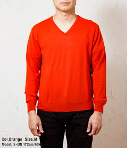 Vieste �����Y �E�[��100% V�l�b�N���� �I�����W�����Z�[�^�[[����@�Ő􂦂�]/�W���P�b�g�̃C���i�[�Ƃ��Ă����X�X��/ V-neck L/S sweater