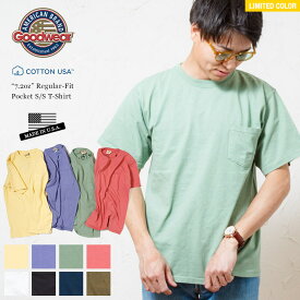 【再入荷】GOODWEAR グッドウェア tシャツ 20SS限定カラー レギュラーフィット クルーネック ポケット/ TEE USA T-SHIRT 米国製/ポケT 厚手/無地/ビッグT M L XL made in usa