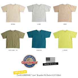 GOODWEAR グッドウェア tシャツ 21SS限定カラー レギュラーフィット クルーネック ポケット/ TEE USA T-SHIRT 米国製/ポケT 厚手/無地/ビッグT M L XL made in usa