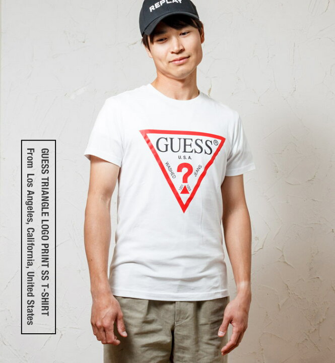 楽天市場】GUESS USA ゲス トライアングルロゴプリント 半袖 Tシャツ 