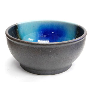 カミハタ 【送料無料】信楽焼きめだか鉢 ブラウン/ブルーアクセント