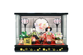 雛人形 親王飾り ケース飾り 黒塗 SP03301 幅41cm 高さ30cm 豆親王 ひな人形 コンパクト モダン おしゃれ インテリア