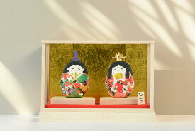 リュウコドウ ちぎり和紙 起き上がり友禅雛 ケース飾り 雛人形 ひな人形 親王飾り 平飾り 6-759