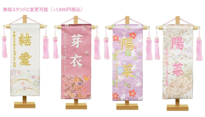 楽天市場】名前旗 彩押絵金襴刺繍名幟 特小 市松/福うさぎ/白桜/桃小花 