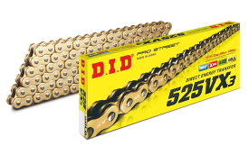 DID 525VX3-118L ZJ(カシメ) GOLD 4525516396707　大同工業株式会社 D.I.D バイクチェーン