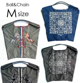 正規品 BALL＆CHAIN ボールアンドチェーン バッグ エコバッグ ショッピングバッグ 2way トート ショルダー Mサイズ DAMASK ダマスク TWIN HORSE 馬 KEY&CARRIAGE BANDANA バンダナ ホワイト/ネイビー/グレー/ブラック/オレンジ/ネイビー
