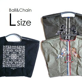 正規品 BALL＆CHAIN ボールアンドチェーン バッグ エコバッグ ショッピングバッグ 2way トート ショルダー Lサイズ BANDANA バンダナ DAMASK ダマスク TWIN HORSE 馬 ネイビー/グレー/ブラック