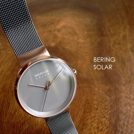 ノベルティプレゼント BERING ベーリング メッシュバンド ソーラー 腕時計 Scandinavian Solar 14331-369 グレー/ローズ