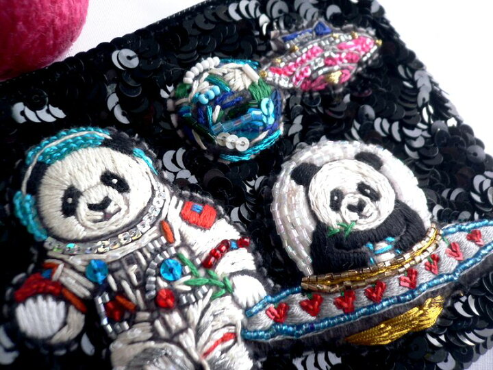 楽天市場】tamao world タマオワールド スパンコール 刺繍 ポーチ 