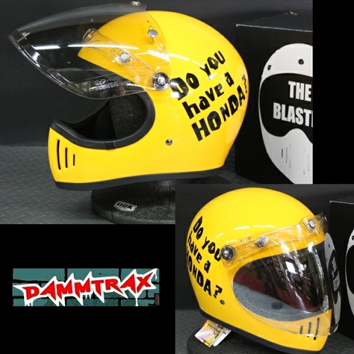 楽天市場 Hondaステッカーバージョン ダムトラックス The Blaster ブラスターフルフェイスヘルメット イエロー バイザー フラッシュミラーシールド付 送料無料 ライダーズプラザアクト楽天市場店