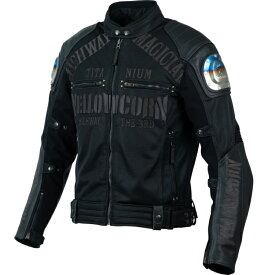 【在庫あり 即納】3Lサイズ イエローコーン YB-4109 メッシュジャケット ブラック/ガンメタリック チタニウムプレート/脱着式防風インナー