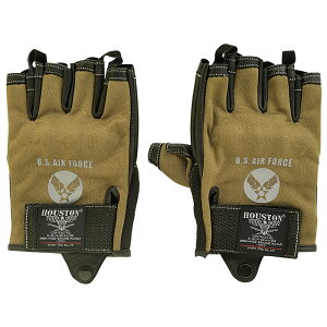 【在庫あり 即納】HOUSTON ヒューストン HTVG-2313S メッシュ レザー ハーフグローブ KHAKI 送料無料 半指
