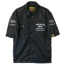 【在庫あり 即納】VANSON バンソン TVS2505S メッシュワークシャツ ブラック/シルバー ストレッチ生地