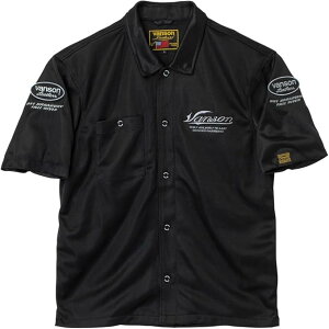 VANSON �o���\�� TVS2605S ���b�V�� ���[�N�V���c�@�u���b�N/�V���o�[ ���b�V���X�g���b�`�f�� MESH WORK SHIRT BLACK/SILVER
