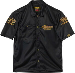 VANSON �o���\�� TVS2605S ���b�V�� ���[�N�V���c�@BLACK / YELLOW ���b�V�� �X�g���b�`���n MESH WORK SHIRT