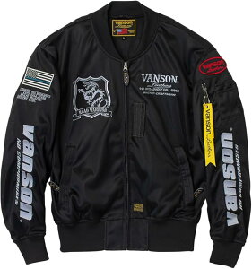VANSON �o���\�� VS26101S ���b�V��MA-1�W���P�b�g BK/�V���o�[ �t�����b�V���X�g���b�`�f��