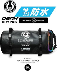 �݌ɗL ���[ ACE CAFE x OSAH �E�H�[�^�[�v���[�t �e�[���p�b�N DRYPAK WATERPROOF TAILPACK Black