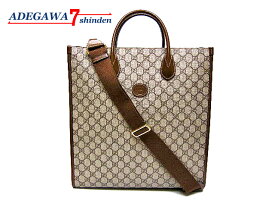グッチ（GUCCI）★インターロッキングG・GGスプリーム×レザー・ミディアム トート バッグ・ショルダー付・2WAY・ベージュ/ブラウン・674155・メンズ★未使用～新品同様品■アデ川質店 新田店■【質屋出店】【中古】