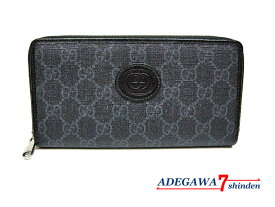 グッチ（GUCCI）★インターロッキングG・GGスプリーム・ジップアラウンド・ウォレット・ラウンドファスナー・長財布・グレーブラック・673003★未使用～新品同様品■アデ川質店 新田店■【質屋出店】【中古】