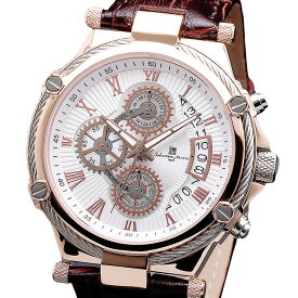 Salvatore Marra 腕時計 メンズ SM18102 PGWH クオーツ クロノグラフ 10気圧防水 革ベルト ケース経 43mm