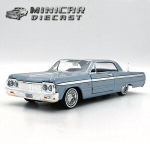 1/24 箱入り ミニカー 1964 CHEVROLET IMPALA ライトブルー Bule シボレー インパラ アメ車 ローライダー シェビー モーターマックス Lowrider CHEVY MOTOR MAX 1964年 青