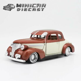 1/24 箱入り ミニカー 1939 CHEVROLET COUPE GET LOW アイボリー ブラウン 1939年 シボレー クーペ ゲット ロー 茶色 CHEVY シェビー アメ車 ローライダー Lowrider MOTOR MAX モーターマックス