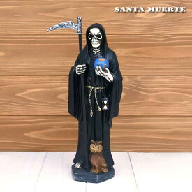 サンタムエルテ オブジェ ブラック サイズ 30cm インテリア St.Muerte サンタ・ムエルテ 置物 人形 メキシコ民芸 雑貨 骸骨 スカル 黒 メキシコ 雑貨 メキシカン MEXICO