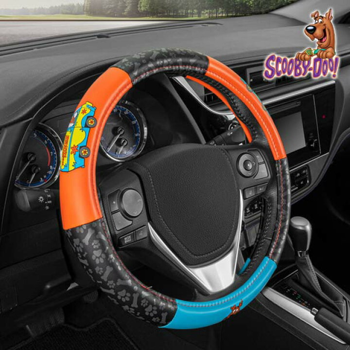 SCOOBY DOO ハンドルカバー スクービードゥー ステアリングカバー ステアリングホイールカバー キャラクター アメ車  STEERING WHEEL COVER 汎用 車 車内アクセサリー 内装 カーアクセサリー 内装パーツ ハンドル カバー かわいい アメリカ 雑貨  アメリカ雑貨 ...